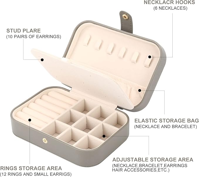 Jewelry Organizer, Small Jewelry Box Mini Jewelry Travel Case Storage and Organizer Portable Jewelry Storage Box/GRAY-NeatNest