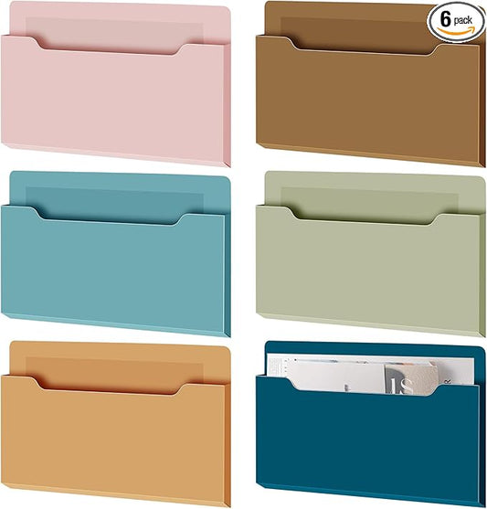 Fuutreo 6 Pcs Magnetic Wall File Organizer Magnetic Wall File Holder Refrigerator Magazine Holder for Mail Letters Paper(Mocha Mousse Color,8.3 x 13.8 Inch,Horizontal)