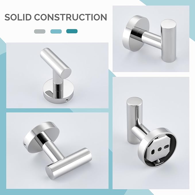 Angle Simple Bathroom Towel Hook Polished Chrome, SUS304 Stainless Steel Bah Towel Holder, Robe Hook for Wall