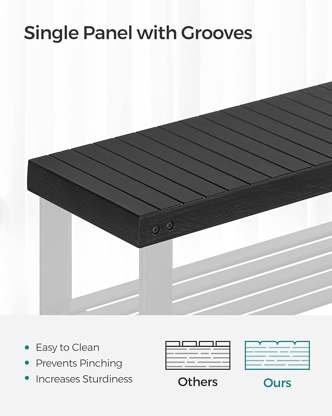 SONGMICS Shoe Rack Bench, 3-Tier Bamboo Shoe Storage Organizer, Entryway Bench, Holds Up to 286 lb, 11.3 x 27.6 x 17.8 Inches, for Entryway Bathroom Bedroom, Ink Black ULBS04H-NeatNest
