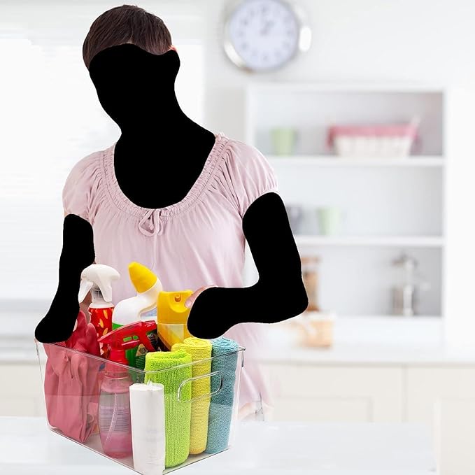 Clear Plastic Storage Bins with Lids, Perfect for Kitchen Organization or Pantry Organization and Storage, Stackable Fridge Organizer Bins, Storage Containers for Organizing, Cabinet Organizers-NeatNest