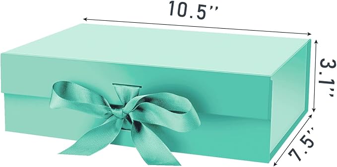 Gift Box with Lid for Presents 10.5x7.5x3.1 Inches with Ribbon and Magnetic Closure(1-Pack) (Robin Blue)-NeatNest