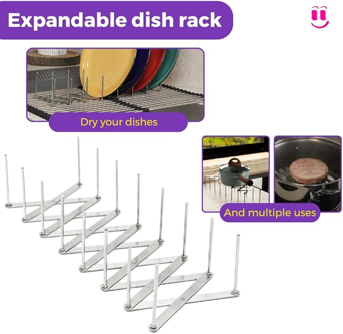 3-in-1 Over Sink Dish Drying Rack – Roll-Up Sink Rack, Silicone Mat & Folding Dish Rack – Multi-Functional, Space-Saving Kitchen Organizer (Black)