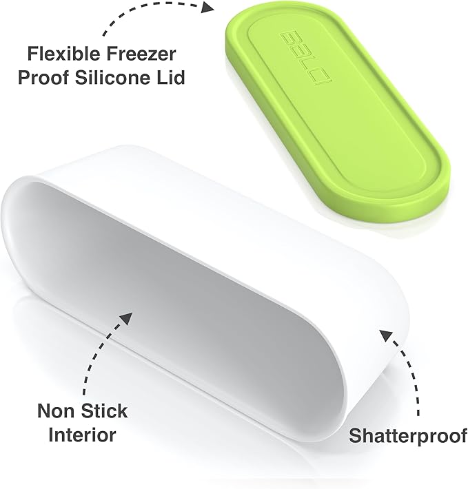 BALCI - Ice Cream Container - 2 Quart - Perfect Reusable Freezer Storage for Homemade Ice Cream Tubs for Sorbet, Frozen Yogurt and Gelato! - Flexible Silicone Lids, Long Scoop, Stackable - Green