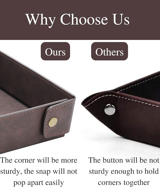 CASIRENA Father's Day Gifts Faux Leather Valet Tray Organizer for Men - Catch-All Tray for Entryway Table Key, Wallet, Watch, Coin Change, Phone, Dresser EDC Dump Jewelry, Bedside Nightstand Desk-top-NeatNest