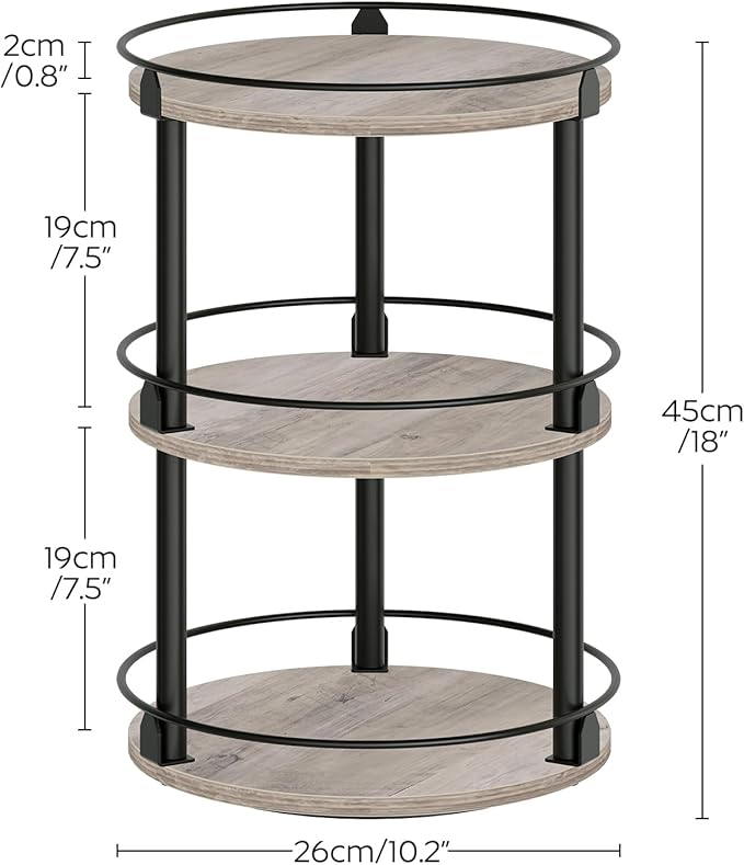 3-Tier Lazy Susan Organizer, Rotating Spice Rack, Spinning Organizer, Industrial Turntable Spice Rack Organizer for Cabinet, Kitchen Countertop, Greige and Black SR23BG-NeatNest