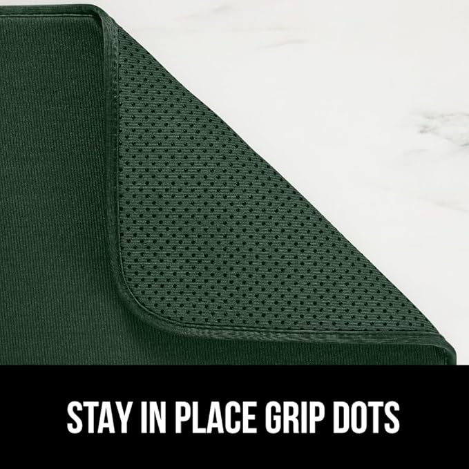GORILLA GRIP Ultra Water Absorbent Microfiber Dish Drying Mat, 18x32, Quick Dry Thick Mesh, Slip Resistant Pad for Sink Dishes or Under Rack, Kitchen Counter Accessories, Machine Wash, Hunter Green
