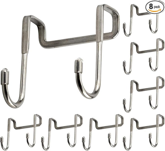 8 Pcs Double S Shaped Over Cabinet Hook Metal Over Door Hooks for Kitchen Bathroom Closet - Hanging Utensils Towels Clothes Drawer Hanger