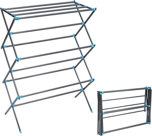 APEXCHASER Foldable Drying Rack Clothing, Metal Laundry Drying Rack Collapsible for Clothes Towel, Clothes Horse for Indoor Outdoor Laundry Room Aparment, Graphite