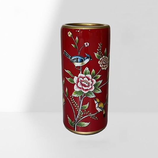 Ceramic Umbrella Stand Umbrella Holder for Entryway Hand-Made Umbrella Stand Barrels Umbrella Holder Cane Floor Standing Vase Ceramic Storage Bucket for Home Office Entrance Indoor.(Red 209)-NeatNest