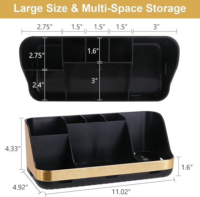Gold Toothbrush Holders for Bathrooms Countertop Organizer - Detachable 7 Slots Electric Toothbrush and Toothpaste Holder, Kids Organization and Storage, Restroom Accessories Vanity Stuff-NeatNest