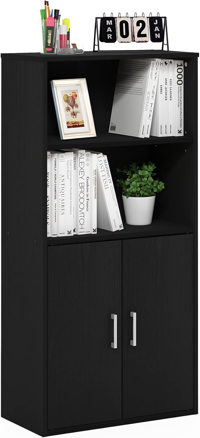 Furinno Pasir 4-Tier Storage Bookcase, Bookshelf, Multipurpose Shelf, Black Oak