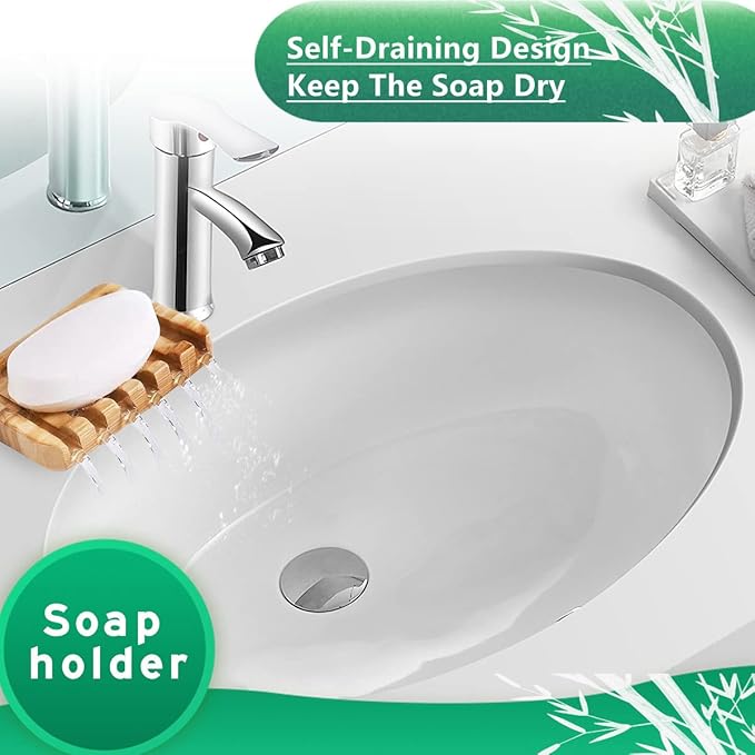 3 Pack Bamboo Soap Dish, Bar Soap Holder with Self Draining Tray, Natural Waterfall Drain Soap Saver, Used for Bathroom, Kitchen-NeatNest