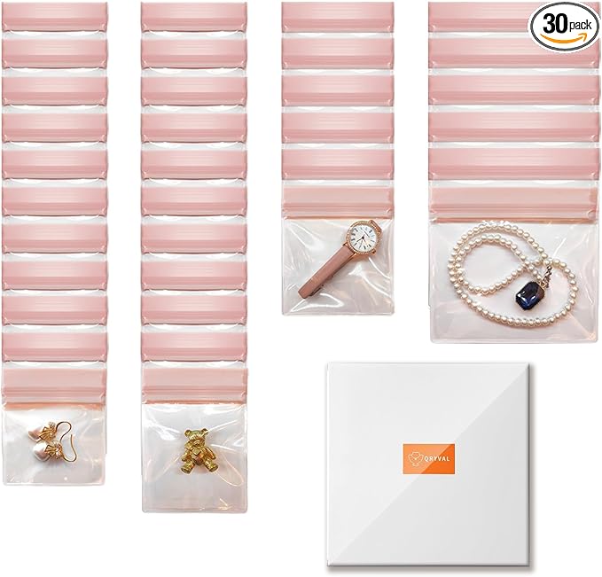 EVA Anti Tarnish Jewelry Bags Storage, Small Clear Plastic Jewelry Pouches Organizer for Gold Silver Ring Earing Chain Bracelet, Jelly-Like Softness, No Yellowing, No Odors, 30 PCS Mixed Sizes-NeatNest