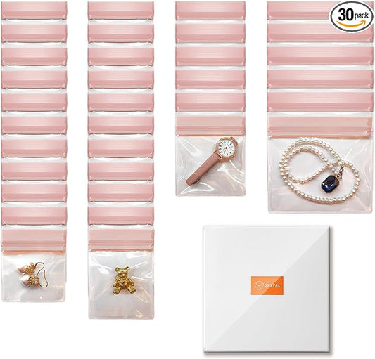 EVA Anti Tarnish Jewelry Bags Storage, Small Clear Plastic Jewelry Pouches Organizer for Gold Silver Ring Earing Chain Bracelet, Jelly-Like Softness, No Yellowing, No Odors, 30 PCS Mixed Sizes-NeatNest