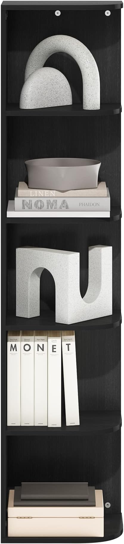 Furinno Pasir 5-Tier Corner Open Shelf Bookcase, Blackwood-NeatNest