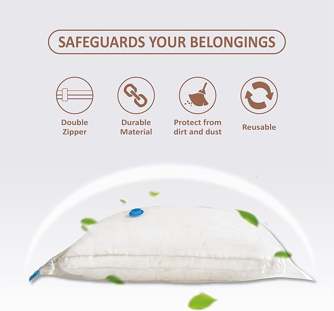 10 Small Vacuum Storage Bags with Travel Hand Pump, Small Vacuum Seal Bags for Clothing, Space Saver Bags for Clothes-NeatNest
