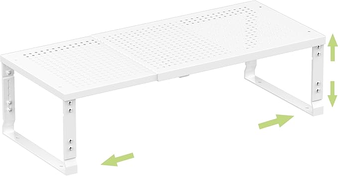 Heavy-Duty Adjustable Metal Shelf Organizer - Expandable & Stackable Pantry Storage Rack for Kitchen, Bathroom, RV, Cabinets(1 Pack/White, Large)-NeatNest