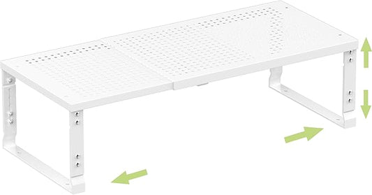Heavy-Duty Adjustable Metal Shelf Organizer - Expandable & Stackable Pantry Storage Rack for Kitchen, Bathroom, RV, Cabinets(1 Pack/White, Large)-NeatNest
