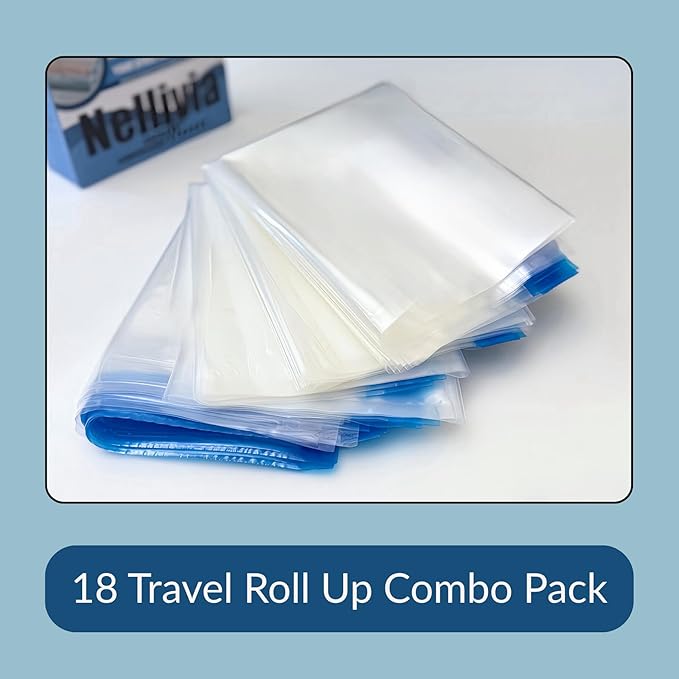 18 Pack Compression Bags for Travel, Roll Up Space Saver Bags for Clothes Storage, Compact Packing travel organizer for Luggage, Suitcase, Backpack, No Pump or Vacuum Needed-NeatNest
