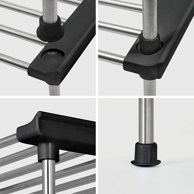 carrotez Cabinet Organizer Shelf, Set of 2 Stackable Kitchen Counter Shelves, Kitchen Cabinet Organizers and Storage, Pantry Storage Shelf Organizer, 9.8 x 7.8 x 6.1 - Black-NeatNest