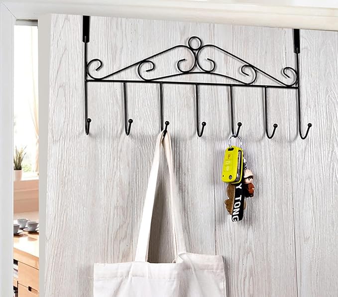 eywlwaar Over The Door Hooks Door Hanger Heavy Decorative Metal Rack for Home Use Hats Coats Key Bag Clothes Scarfs Door Hook