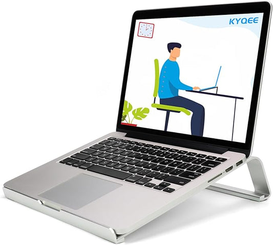 Enhanced Stability Laptop Stand for Desk, Ergonomic Aluminum Laptop Riser, Computer Stand for Laptop, Compatible with 12 13.3 14.2 15.3 16.2 Inches MacBook Pro Air/Dell/HP (Silver)