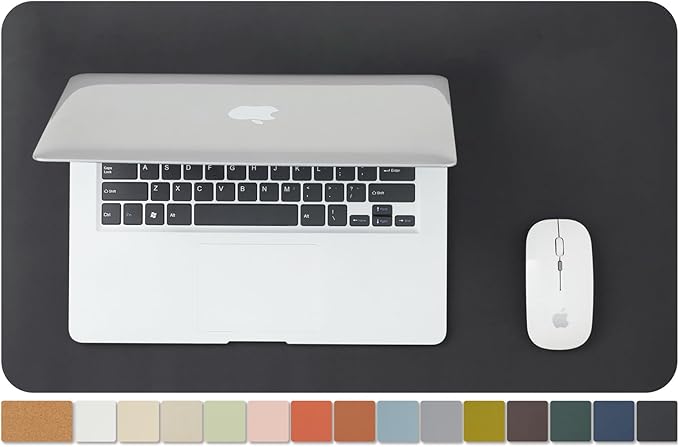 Cork Desk Mat - Small Dual-Sided Desk Pad for Office and Home - Desk Organization and Accessories - Ideal for Large Mouse Pad and Small Desk Mats on Top of Desks(Black,23.6"x 13.8")-NeatNest