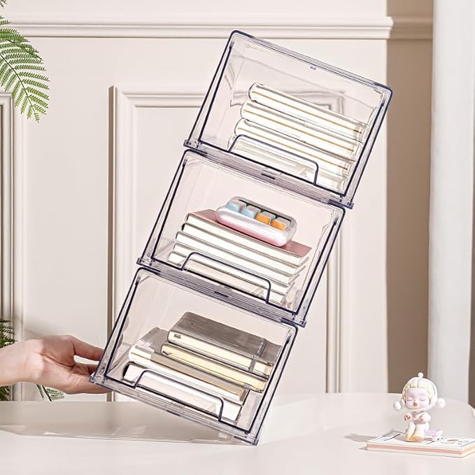 clear Drawer-Type Plastic Storage Box Bins Organizer，Family First Aid Kits Medicine cabinet Box Organizer,Closet ，Shelf，Ointments, Adhesive Bandages，Cosmetics,Office Items (clear, 2L Extra Large)-NeatNest