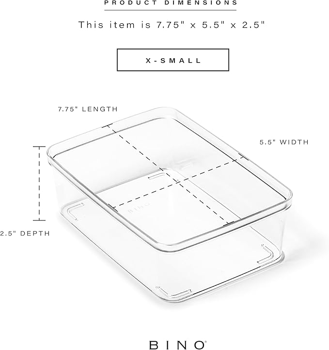 BINO | Plastic Storage Bins, X-Small - 5 Pack | THE LUCID COLLECTION | Multi-Use Built-In Handles BPA-Free Clear Storage Containers | Fridge Organizer | Pantry & Home Organization-NeatNest
