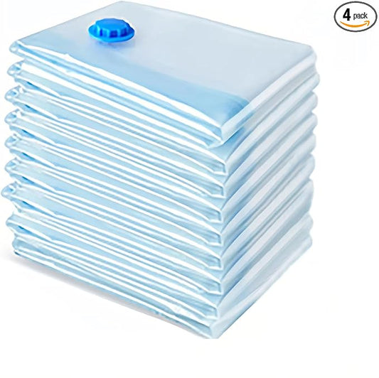 Vacuum Storage Bags Space Saving Bags for Comforters Clothes Pillow Bedding Blanket Storage, Double Zip Lock Seal Leak Valve (4 Pack Medium - 28 * 20 inches)-NeatNest