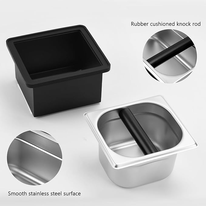 Espresso Knock Box, Stainless Steel Coffee Knock Box Large Capacity Coffee Pucks Container Espresso Machine Tool for Coffee Ground (Small)-NeatNest