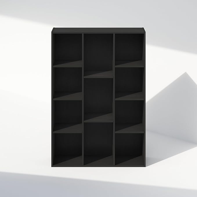 Furinno Reed 11-Cube Open Shelf Multipurpose Closet & Clothing Storage, Storage Organizer, Blackwood-NeatNest