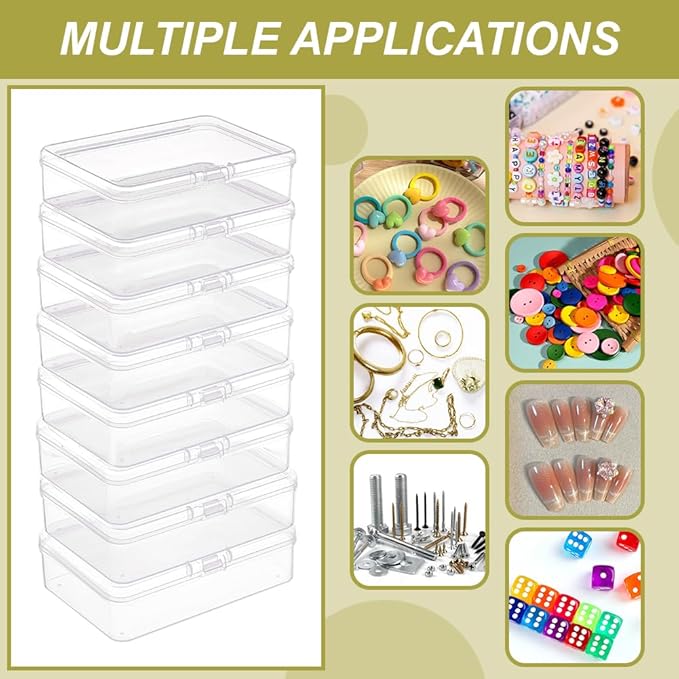 BENECREAT 12 Packs PP Plastic Bead Container Box, 3.7x2.6x1inch Rectangle Storage Organizer Box, Dustproof Case with Hinged Lid for Cards, Beads and Craft Supplies-NeatNest