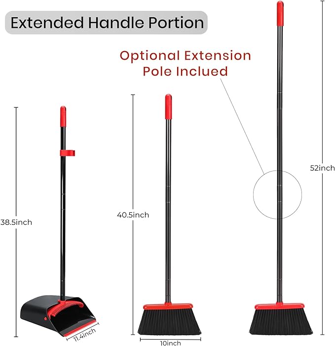 TreeLen Broom and Dustpan Set for Home,Upright Broom and Dustpan Combo Sweep Set
