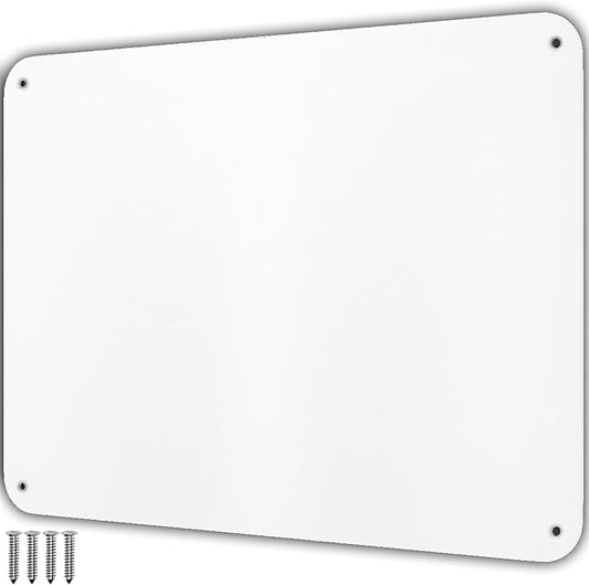9 inches x 6.5 inches Stainless Steel Plate for Magnets, 3M Adhesive Back, Mounting Screws, Ideal for Magnetic Shelf, Spice Holders, Fridge Magnets. Mount Anywhere! (White, 1 Pack)