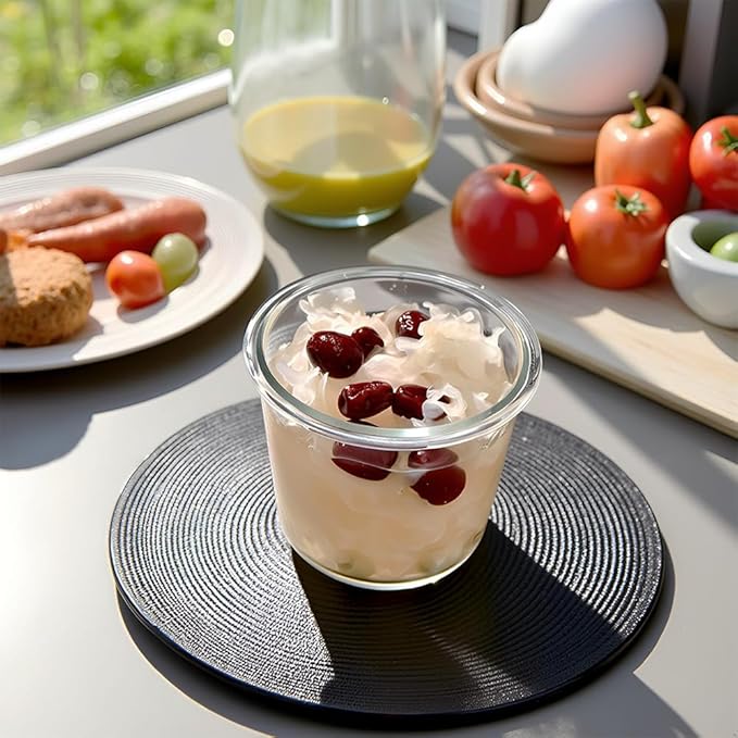 24 Oz Round Glass Soup Storage Container with lids, 3 Cup Glass Food Container with Airtight Lids, Leakproof Round Food Bowls for soup, leftovers, freezer/Oven/Dishwasher Safe - (2 Pack)