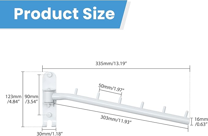 Clothing Racks for Hanging Clothes, Garment Racks Wall Mounted Clothes Bar-Hanger Holder Hooks Heavy Duty Folding Drying Rack Space Saving Clothing Hanging System Closet Storage Organizer-NeatNest