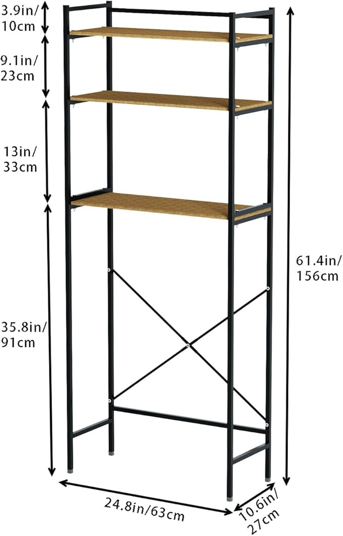 3-Tier Over The Toilet Storage Rack, Space-Saving, Over Toilet Bathroom Organizer Shelf, Above Toilet Shelves