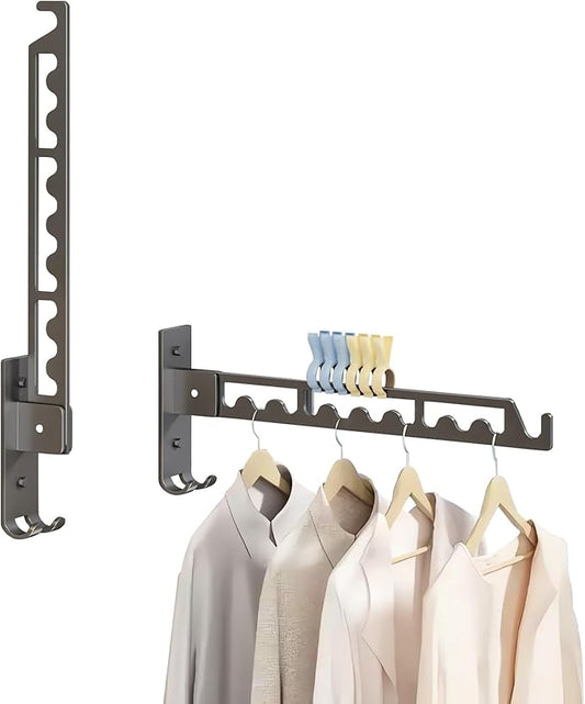 2 Pack Wall Mounted Drying Rack Foldable Clothes Drying Rack Thickened Stainless Steel Space Saving Small Clothes Rack for Laundry Bathroom Balcony Terrace Apartment Dormitory RV(Grey)-NeatNest