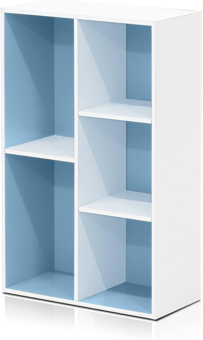 Furinno 5-Cube Reversible Open Shelf, White/Light Blue 11069WH/LBL-NeatNest
