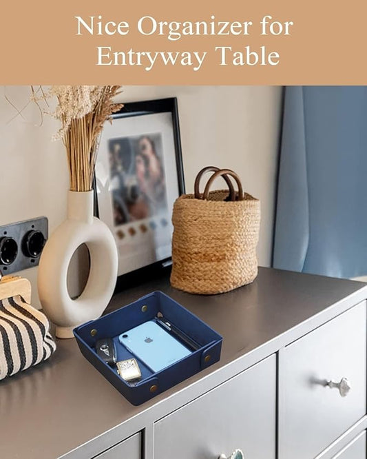 CASIRENA Father's Day Gifts Faux Leather Valet Tray Organizer for Men - Catch-All Tray for Entryway Table Key, Wallet, Watch, Coin Change, Phone, Dresser EDC Dump Jewelry, Bedside Nightstand Desk-top-NeatNest