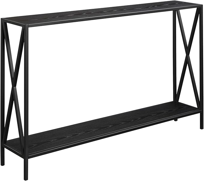 Convenience Concepts Tucson Console Table 47.25" - Modern Sofa Table with Storage Shelf, Entryway Hall Table for Living Room, Black-NeatNest