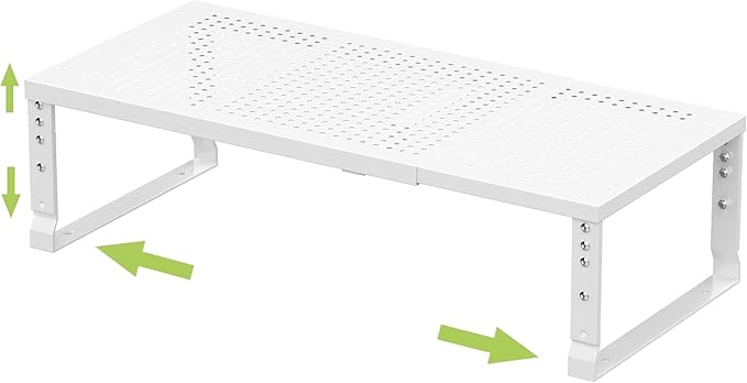 Expandable Adjustable Stackable Kitchen Organizer, Spice Rack,Metal Pantry Storage Shelves Racks,Counter Shelf for Cabinets, Countertop, Cupboard(1 Pack/Large/White)-NeatNest