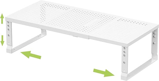 Expandable Adjustable Stackable Kitchen Organizer, Spice Rack,Metal Pantry Storage Shelves Racks,Counter Shelf for Cabinets, Countertop, Cupboard(1 Pack/Large/White)-NeatNest