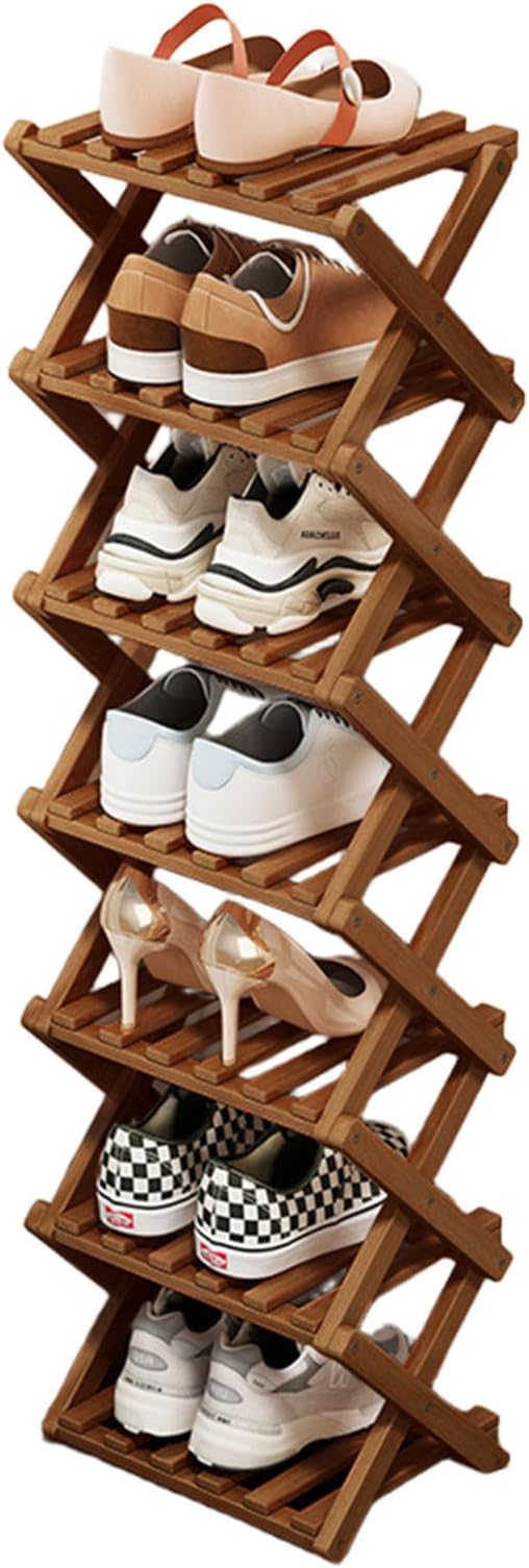 YYW Bamboo Shoe Rack for Entryway, Free Standing Shoe Racks Shelf Closet, Widen Foldable Vertical Shoe Storage Organizer for Living Room-NeatNest