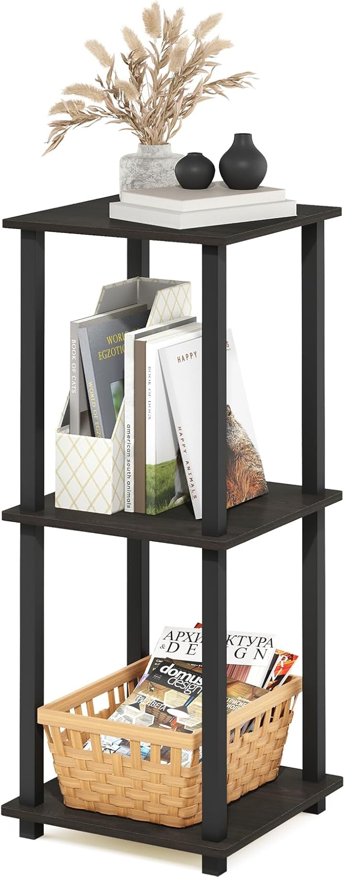 Furinno Simplistic Set of 2 End Table, Espresso/Black-NeatNest