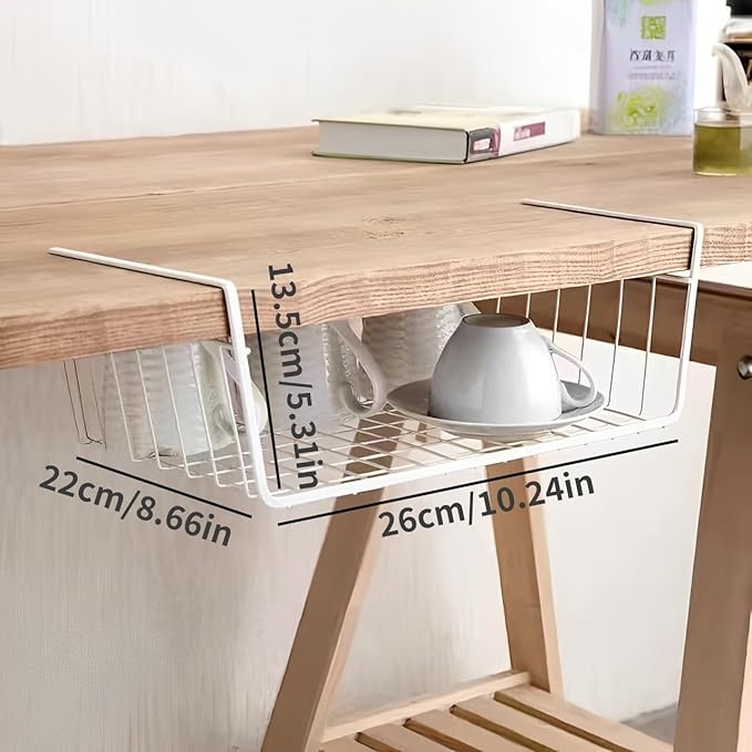 Under Shelf Storage Basket, Pantry Organizers and Laundry Room Organization Under Cabinet Multipurpose Metal Wire Basket for Kitchen, Office Desk (26cm/10.2in)-NeatNest