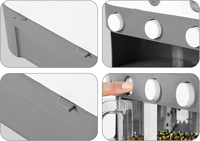 5 Grid Grain Dispenser Rice Dispenser Countertop Multi Cereal Dispenser Wall Mounted Dry Food Dispenser Rice Bucket Grains Storage Container for Rice, Beans, Grains,Dry Food-NeatNest