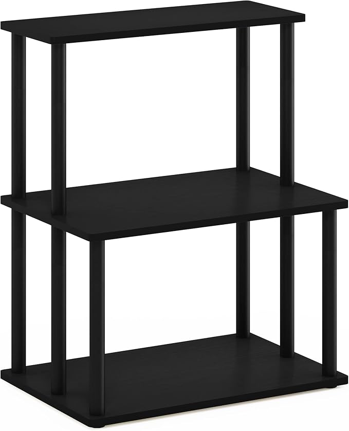 Furinno Turn-N-Tube 3-Tier Toolless Kitchen Storage Shelf, Americano/Black-NeatNest
